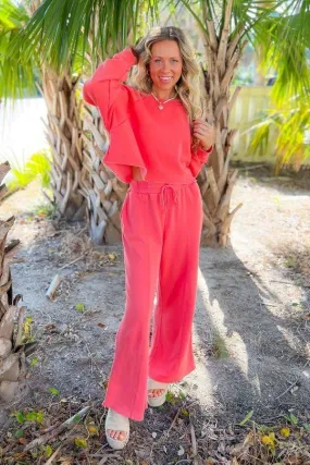 Coral Feeling Wide Leg Sweatpants