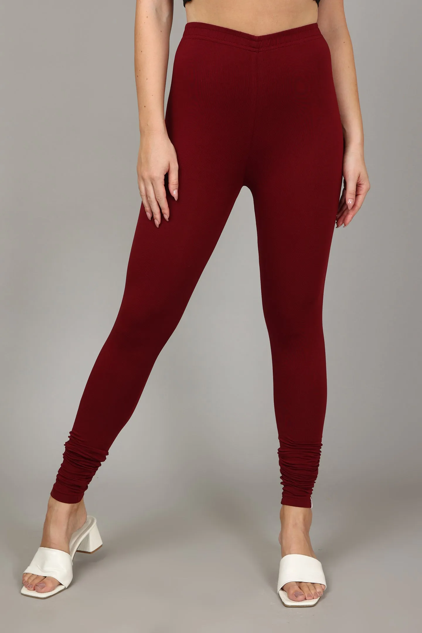 COTTON CHURIDAR LEGGINGS - MEROON