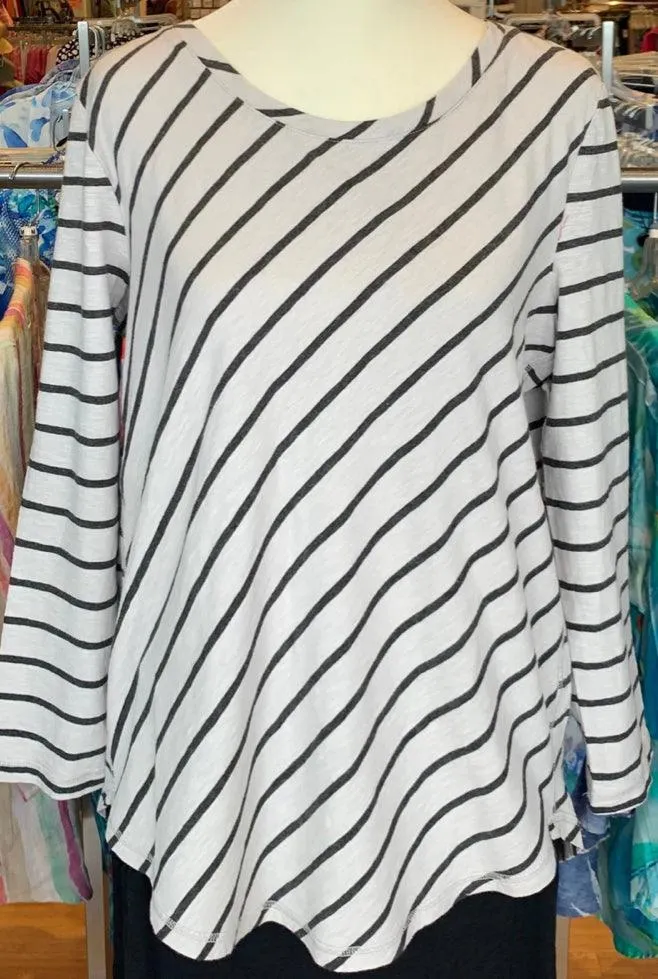 Cotton Slub 3/4 Sleeve Tee in Yarn Stripe by Escape