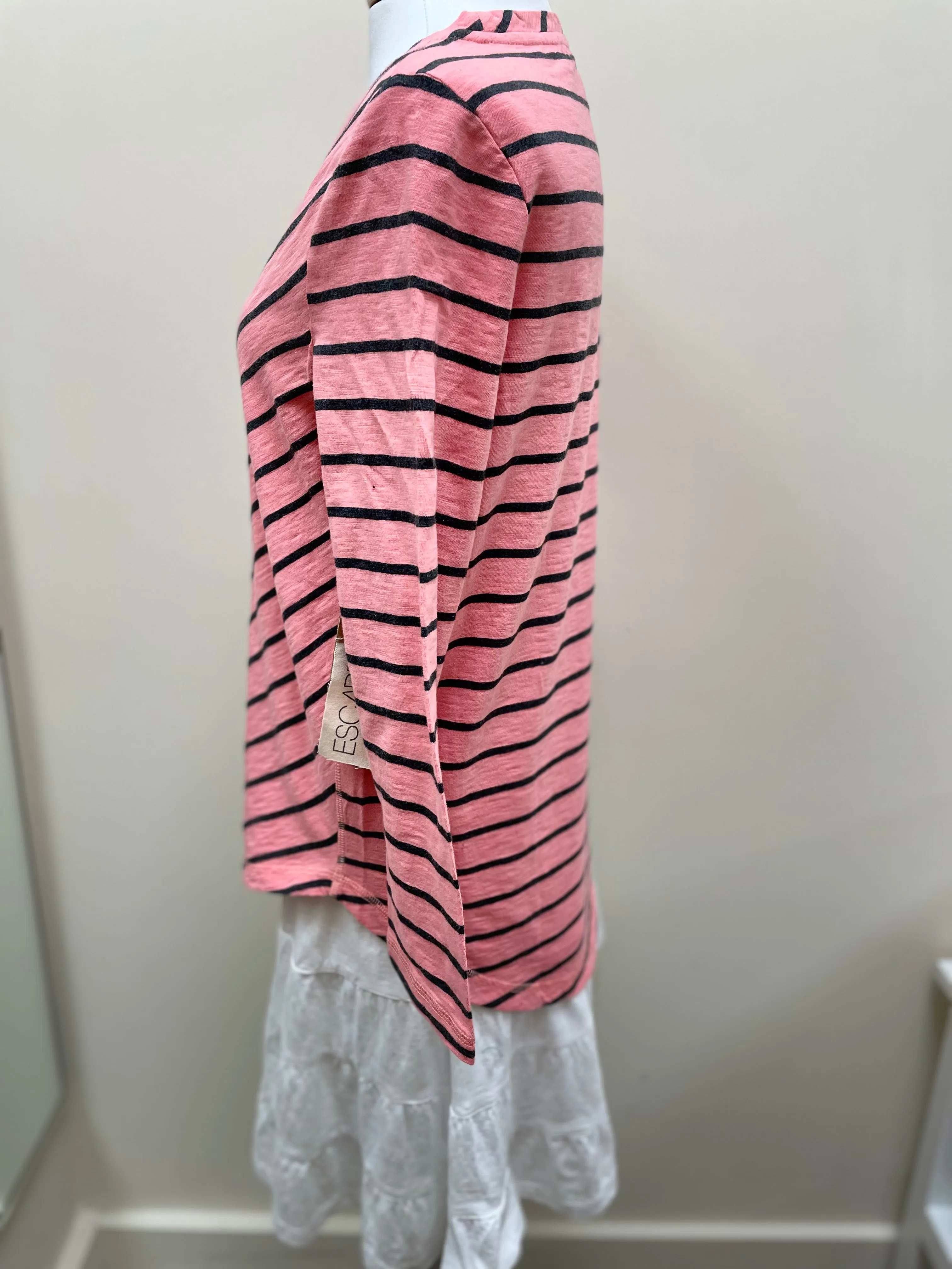 Cotton Slub 3/4 Sleeve Tee in Yarn Stripe by Escape