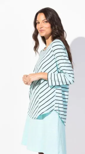 Cotton Slub 3/4 Sleeve Tee in Yarn Stripe by Escape