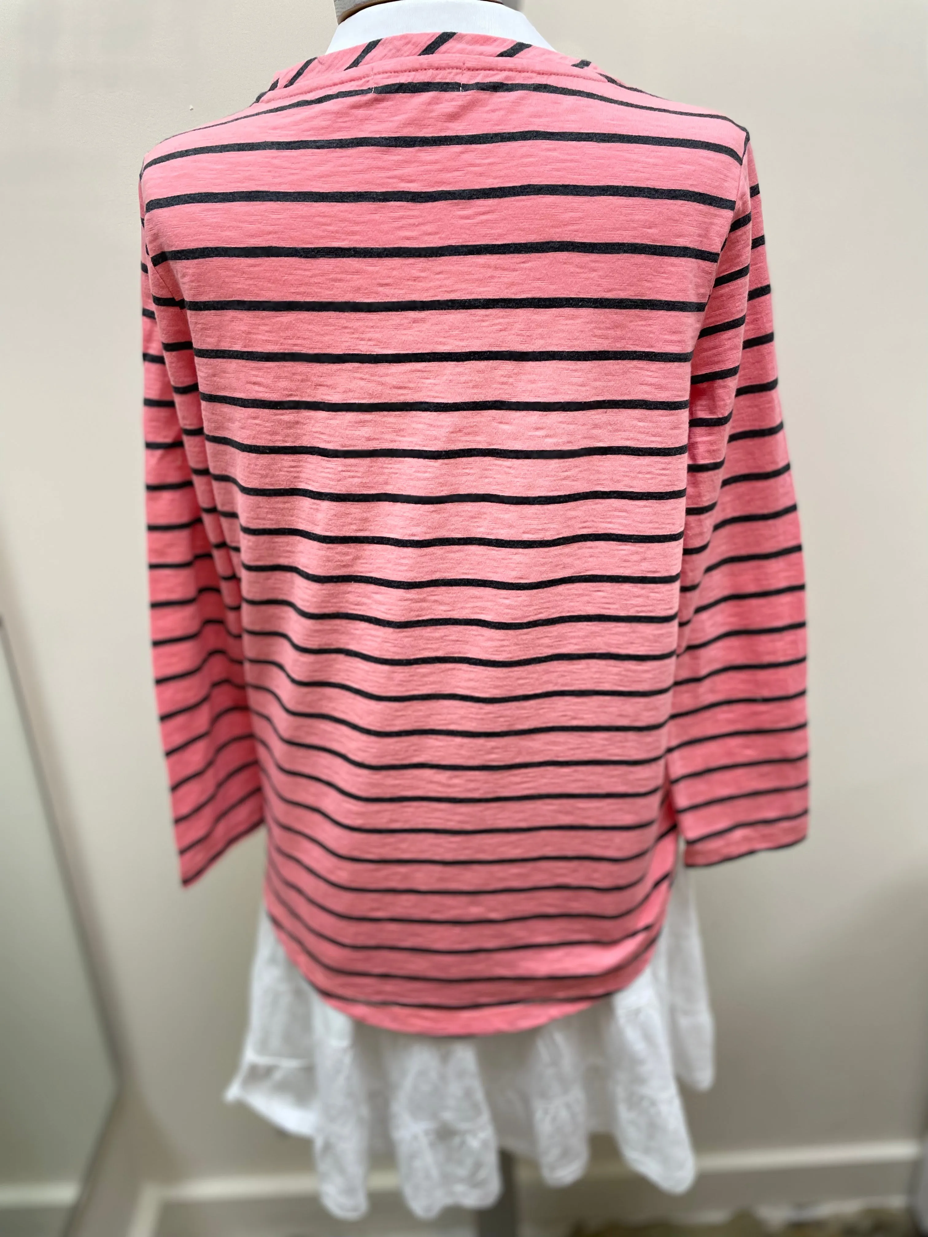 Cotton Slub 3/4 Sleeve Tee in Yarn Stripe by Escape