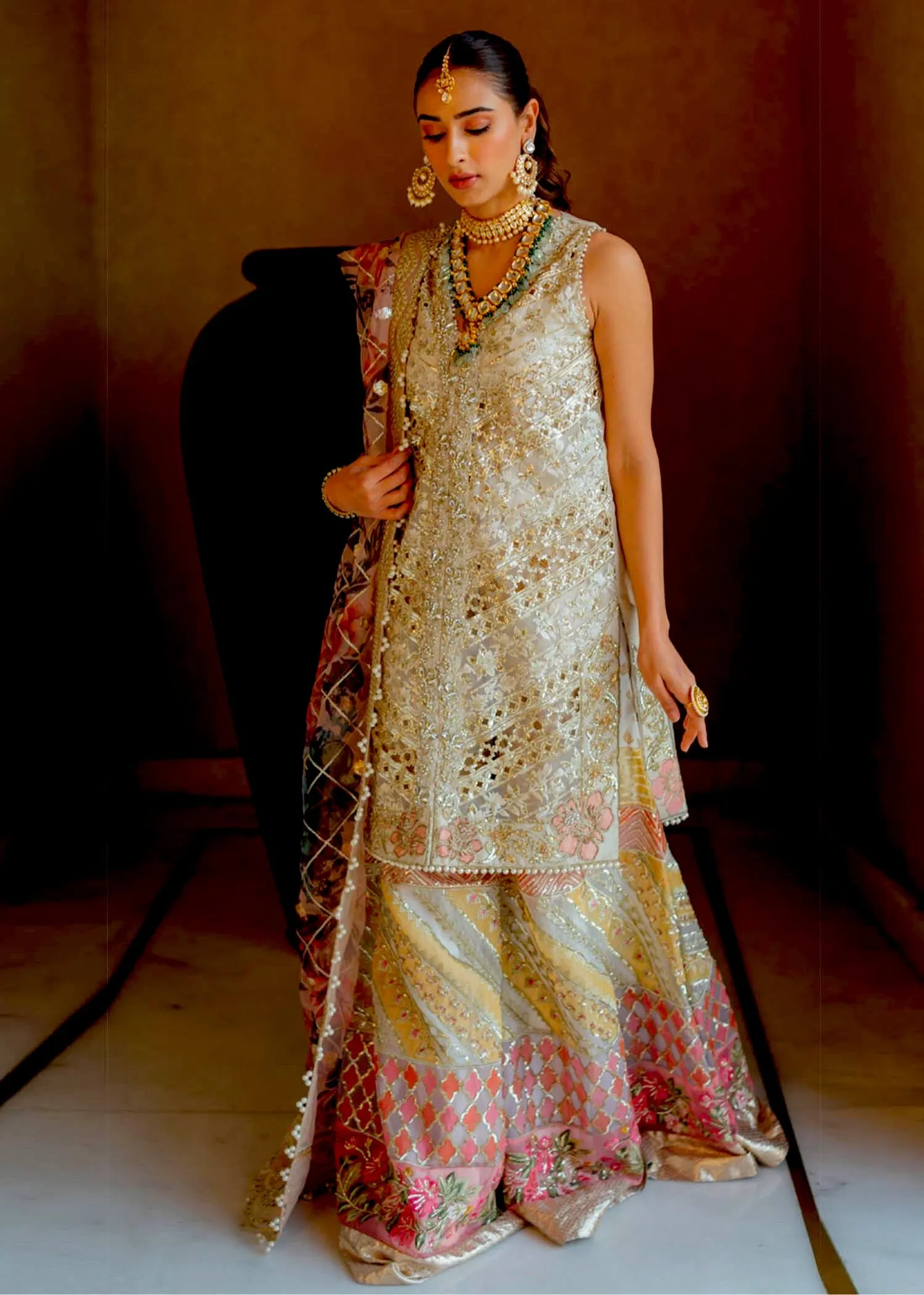 Crimson X Saira Shakira Wedding Collection – 5A - A CutWork Affair - Ivory