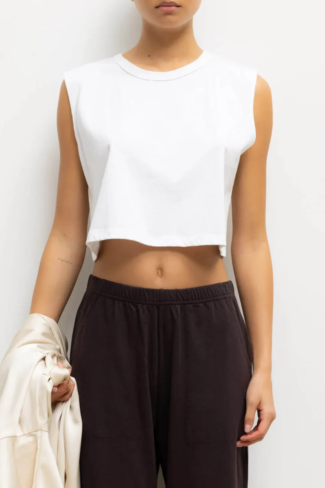 Crop Sleeveless Margo T-Shirt | White