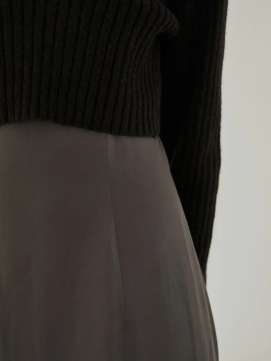 Cropped Knit & Lace-Trimmed Midi Dress
