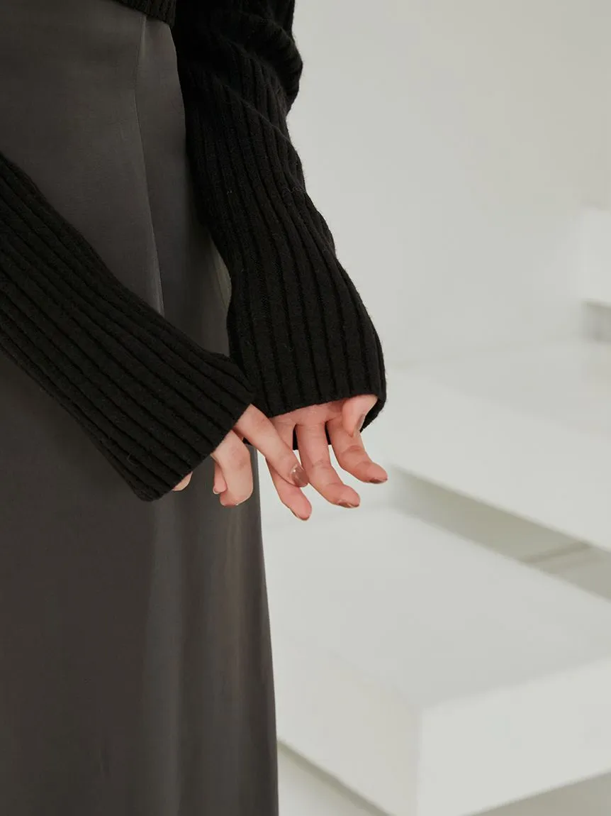 Cropped Knit & Lace-Trimmed Midi Dress