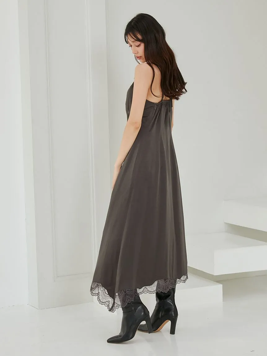 Cropped Knit & Lace-Trimmed Midi Dress