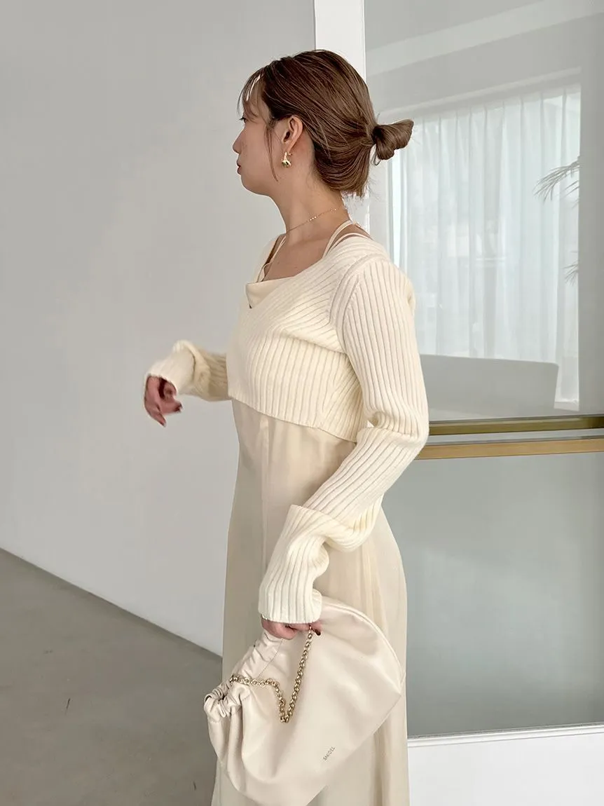Cropped Knit & Lace-Trimmed Midi Dress