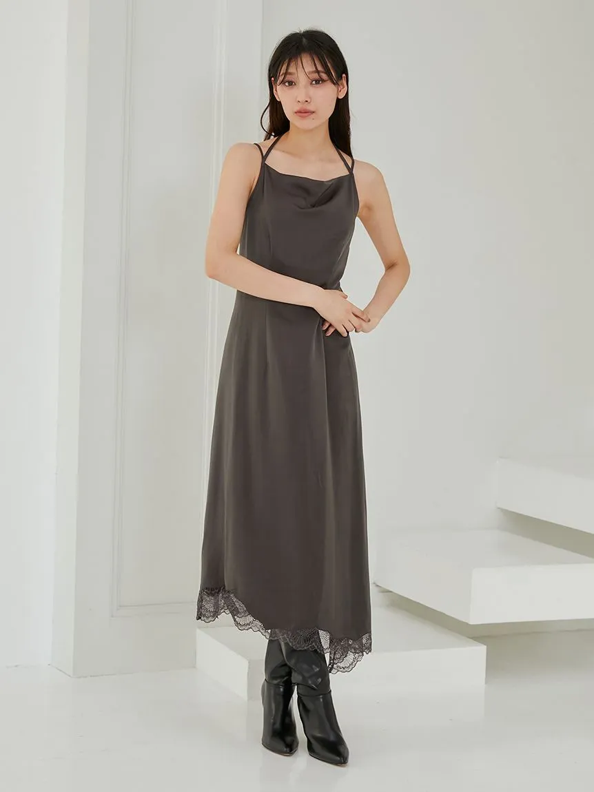Cropped Knit & Lace-Trimmed Midi Dress