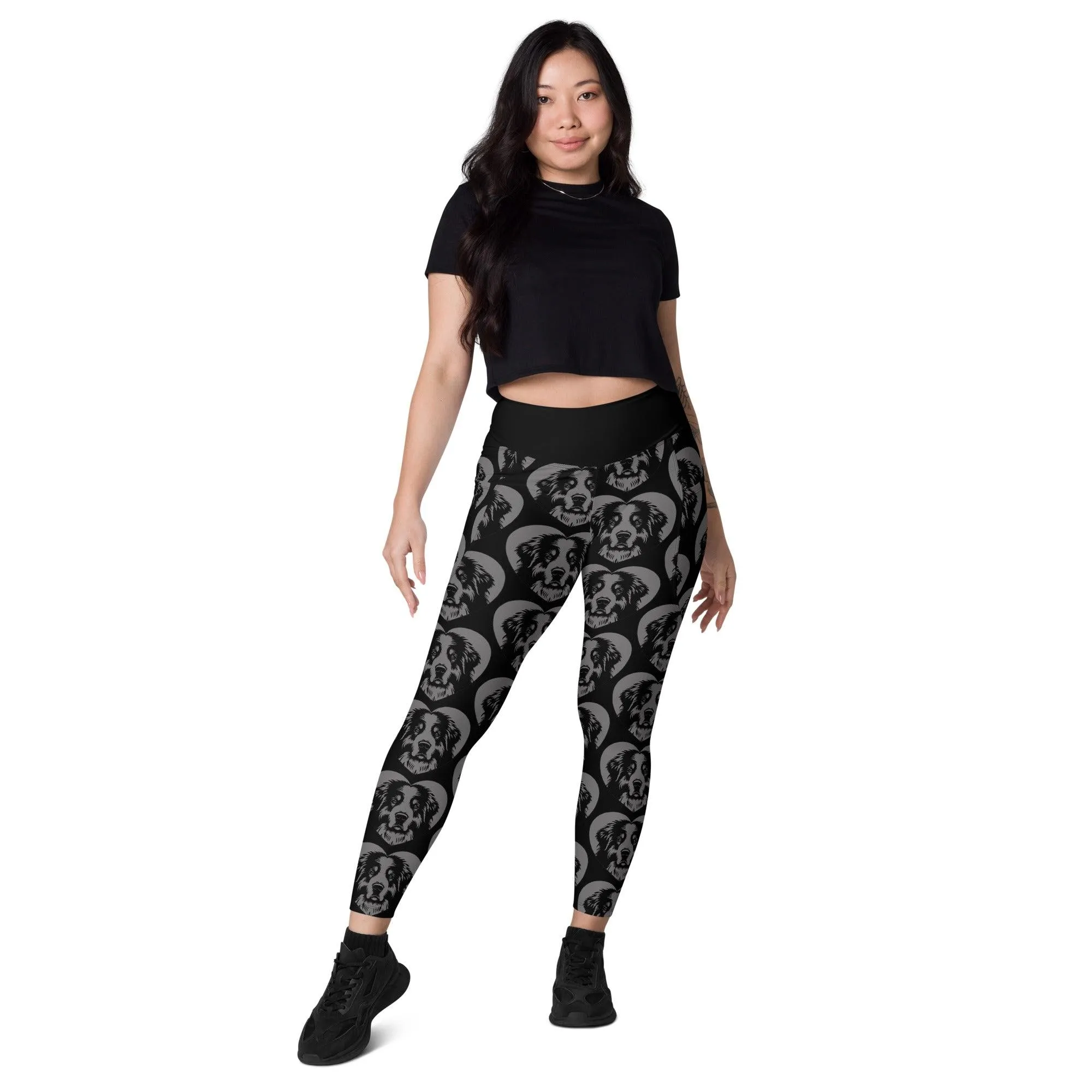 DOG BREED LEGGINGS with pockets - GREAT PYRENEES - HERTTAHOUND - grey