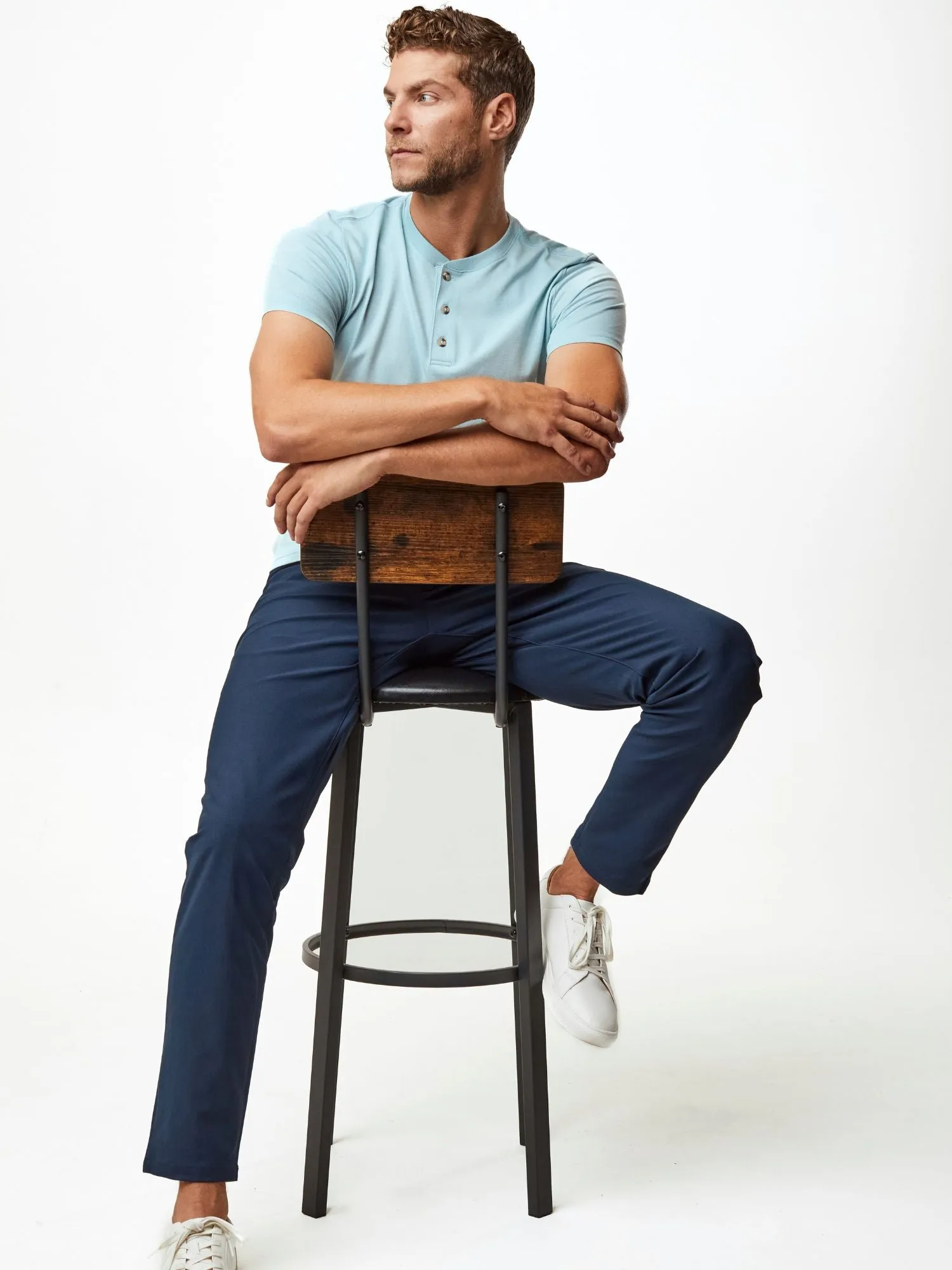 Dusk Blue Short Sleeve Henley FINAL SALE