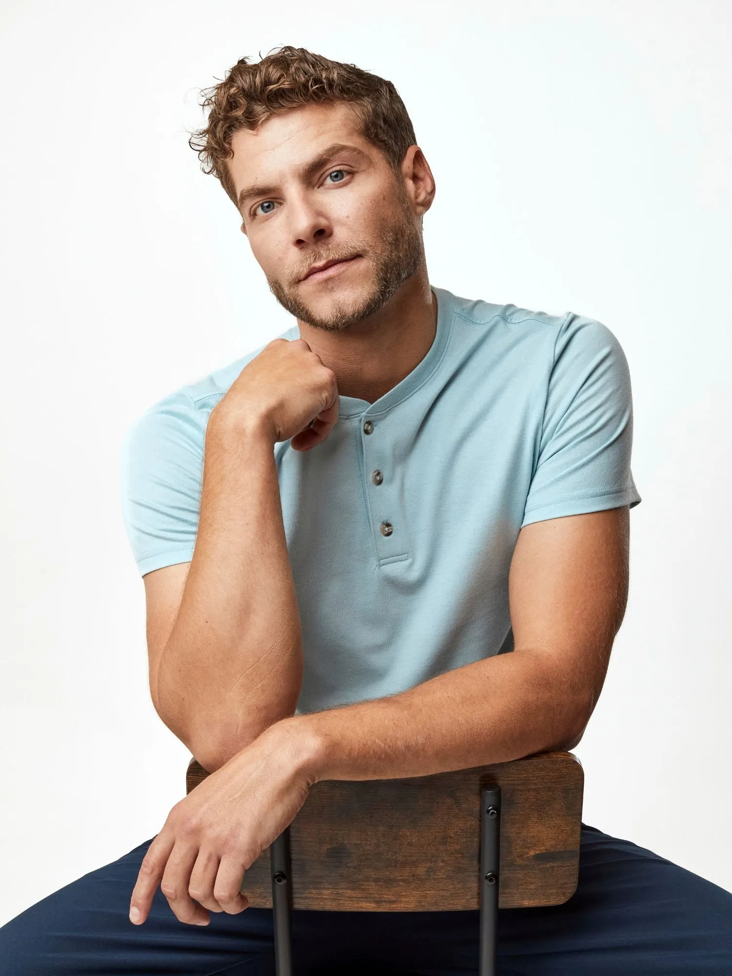 Dusk Blue Short Sleeve Henley FINAL SALE