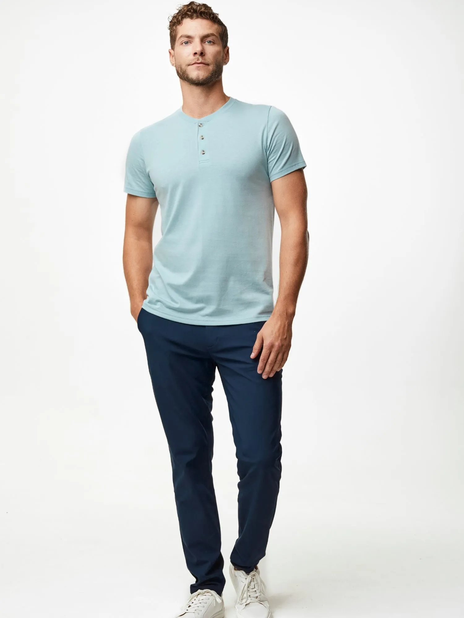 Dusk Blue Short Sleeve Henley FINAL SALE