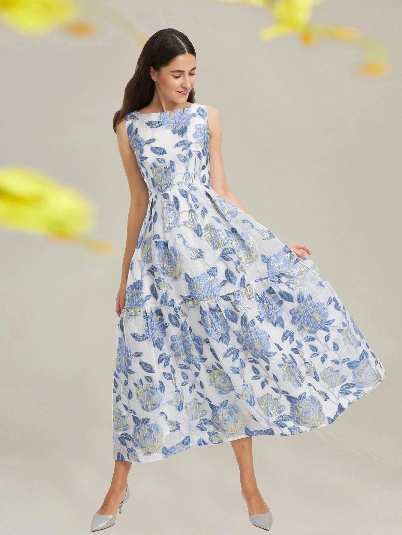 Elegant Organza Sleeveless Maxi Dress
