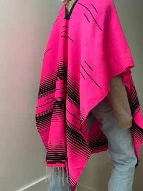 En Telar Woven Poncho Pink