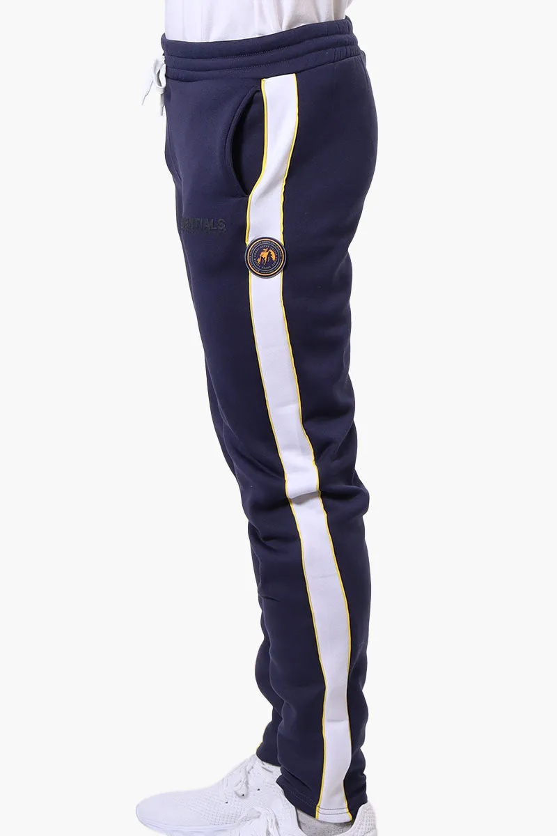 Essentials Super Triple Goose Side Stripe Tie Waist Sweatpants - Navy