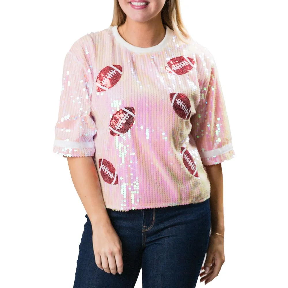 Everly- Sequined Shirt with Footballs - Fall 2024