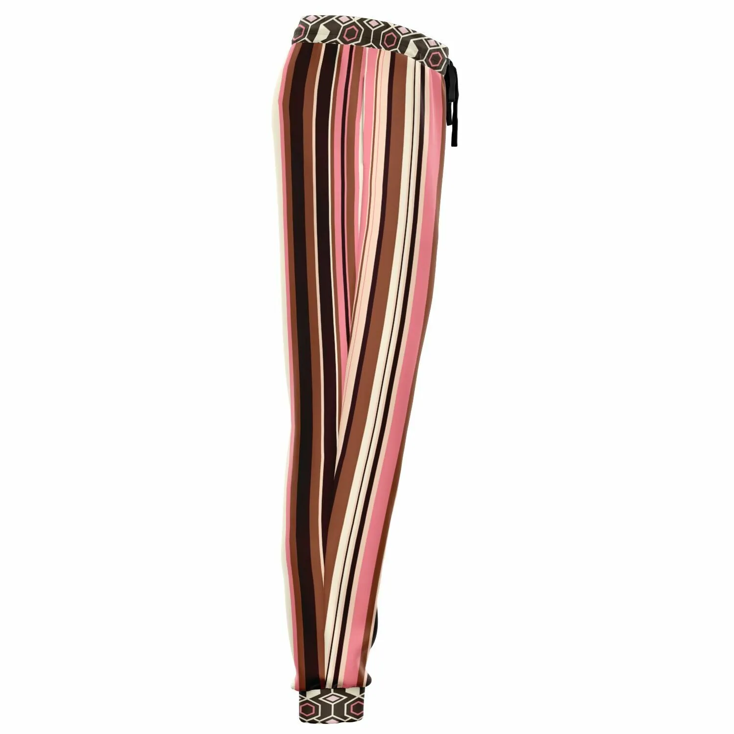 Fantasy in Pink and Brown Stripe Eco-Poly Unisex Joggers