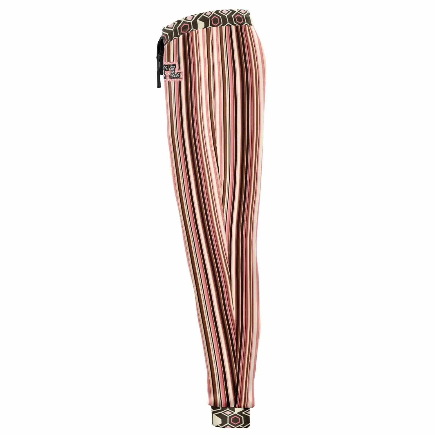 Fantasy in Pink and Brown Stripe Eco-Poly Unisex Joggers
