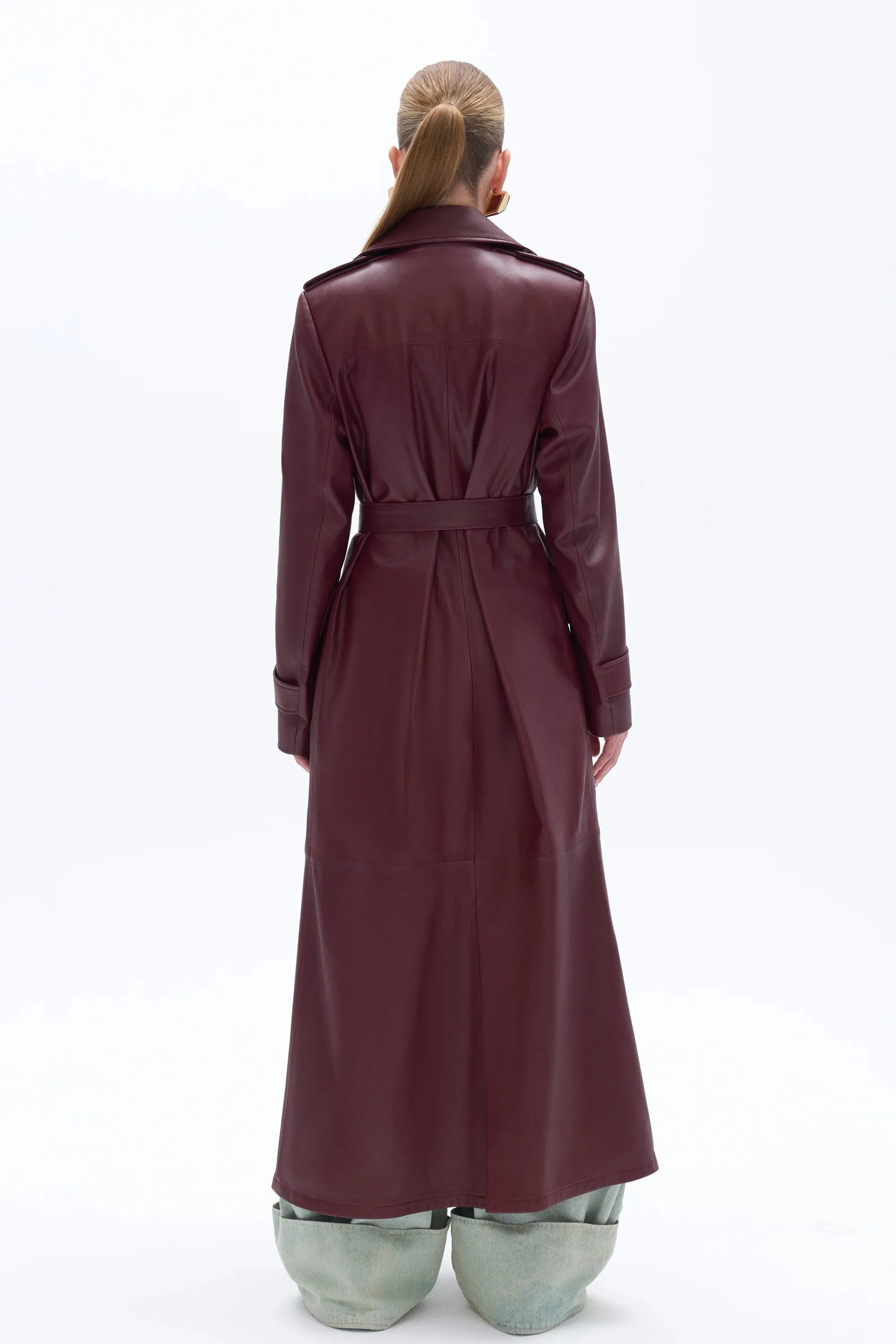 Faux Leather Trench Coat