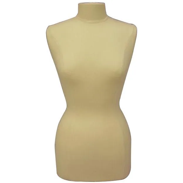 Female Display Dress Form on Natural Wood Tripod Base
