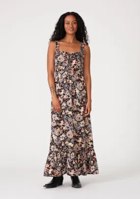 Floral Sleeveless Ruffled Neck Maxi Dress