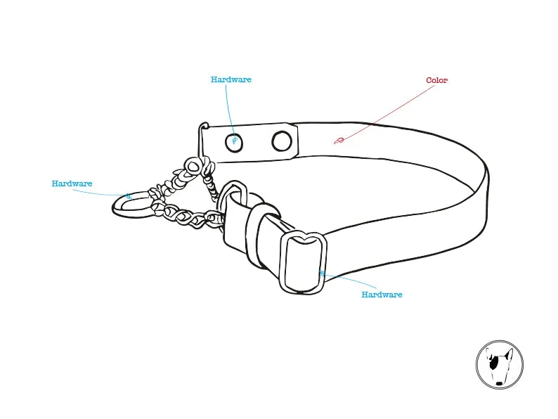 Fully Customizable Adjustable Leather Martingale Dog Collar