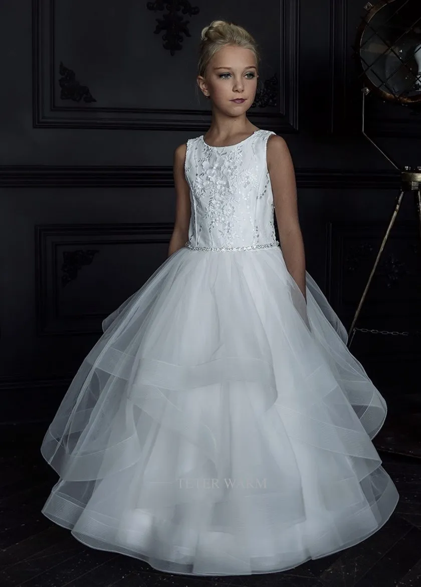 G122 Girls Teter Warm Communion Dress off white/blush