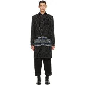 Haider Ackermann Black and Off-White Knitted Officer Coat