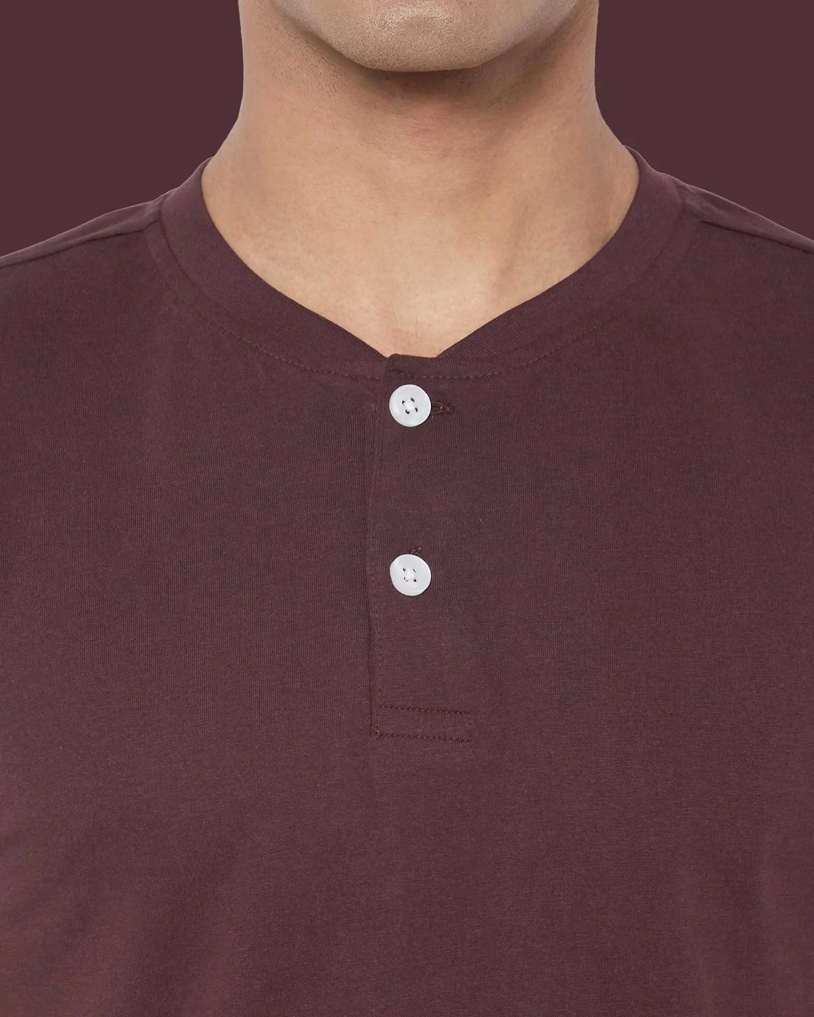 Half Sleeves Henley: Chocolate