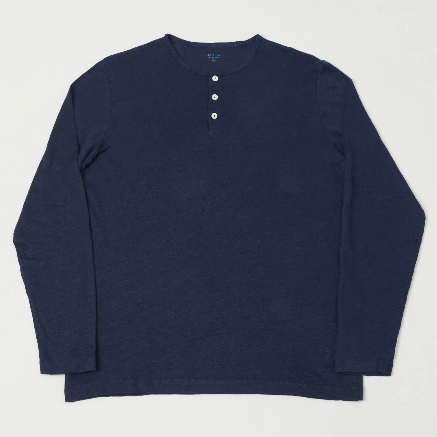 Hartford Linen Long Sleeve Henley Tee - Indigo