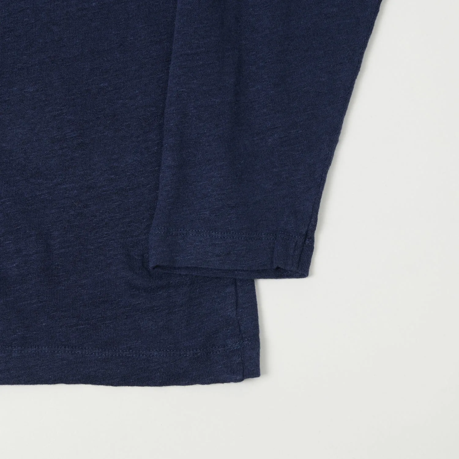 Hartford Linen Long Sleeve Henley Tee - Indigo