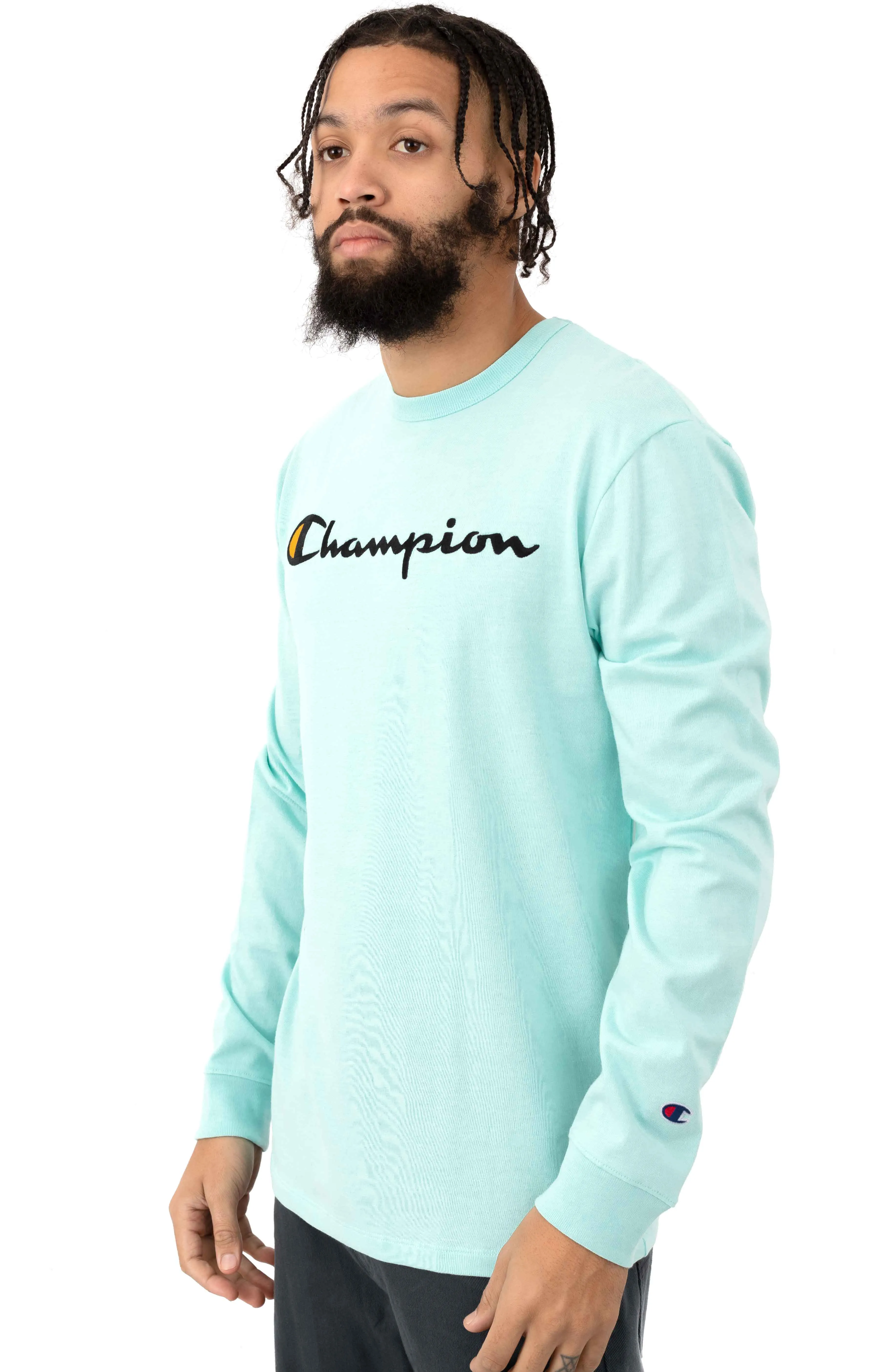 Heritage Script Embroidered Long Sleeve Shirt - Waterfall Green