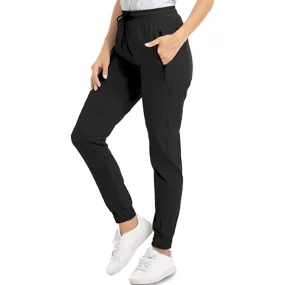 Hiking Pants Lightweight Quick Dry Stretch Elastic Waist Water Resistant Golf Travel Pants with Zip Pockets For Women