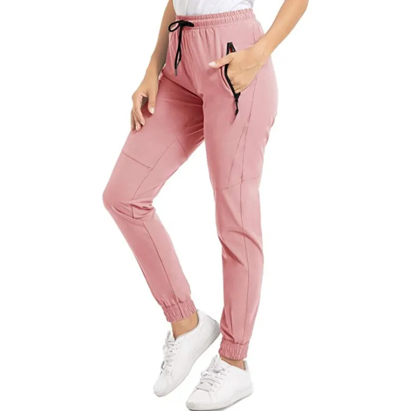 Hiking Pants Lightweight Quick Dry Stretch Elastic Waist Water Resistant Golf Travel Pants with Zip Pockets For Women
