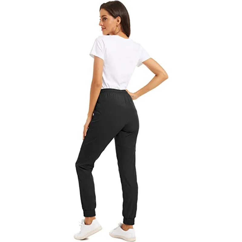 Hiking Pants Lightweight Quick Dry Stretch Elastic Waist Water Resistant Golf Travel Pants with Zip Pockets For Women