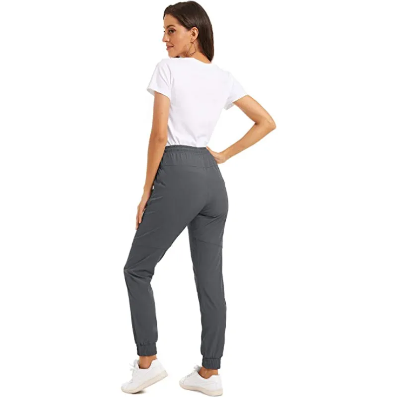 Hiking Pants Lightweight Quick Dry Stretch Elastic Waist Water Resistant Golf Travel Pants with Zip Pockets For Women