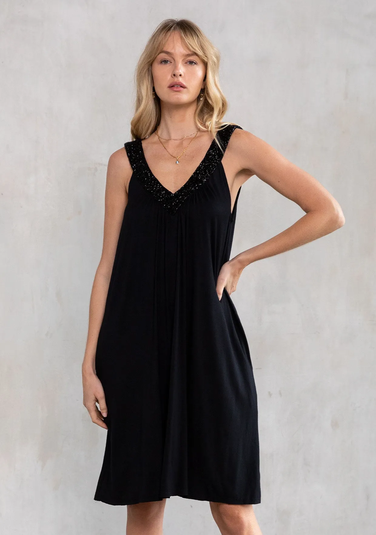 Holiday Sparkle Swing Sleeveless Mini Dress
