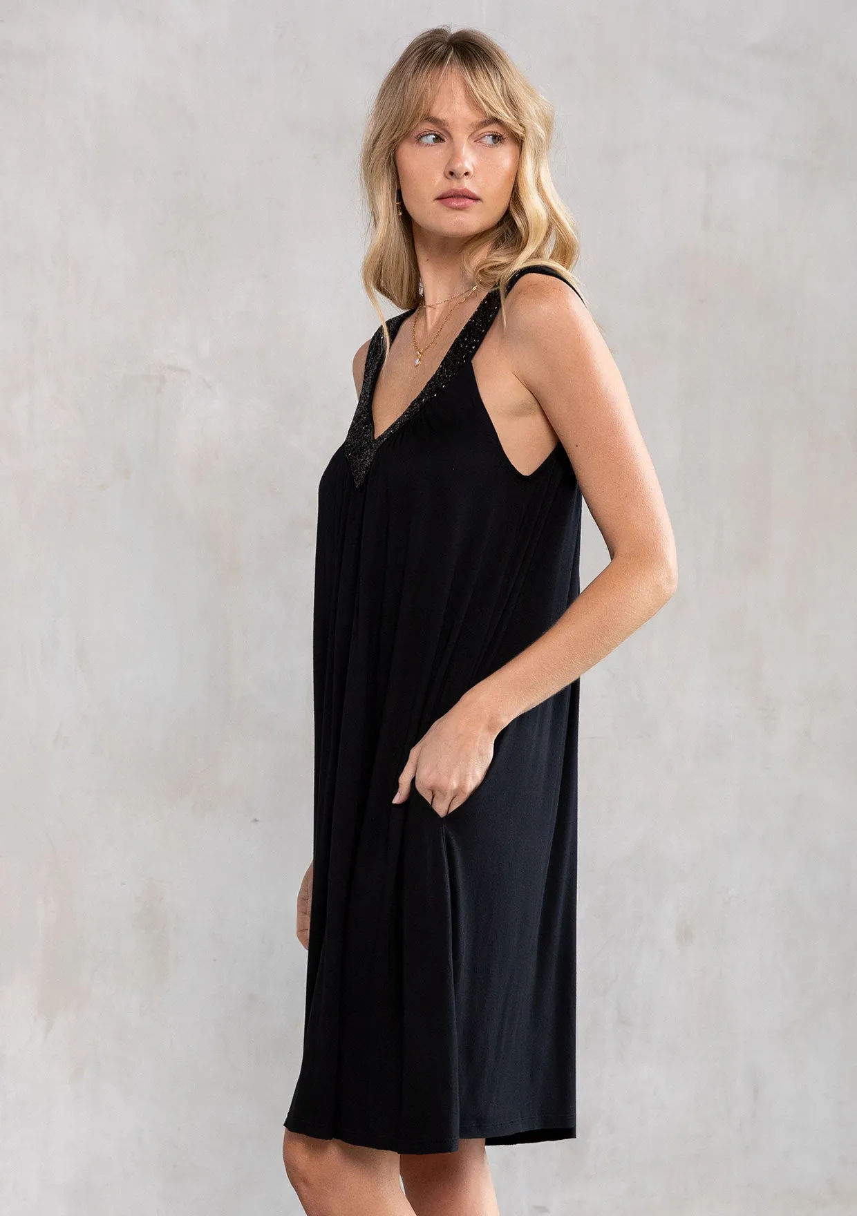 Holiday Sparkle Swing Sleeveless Mini Dress