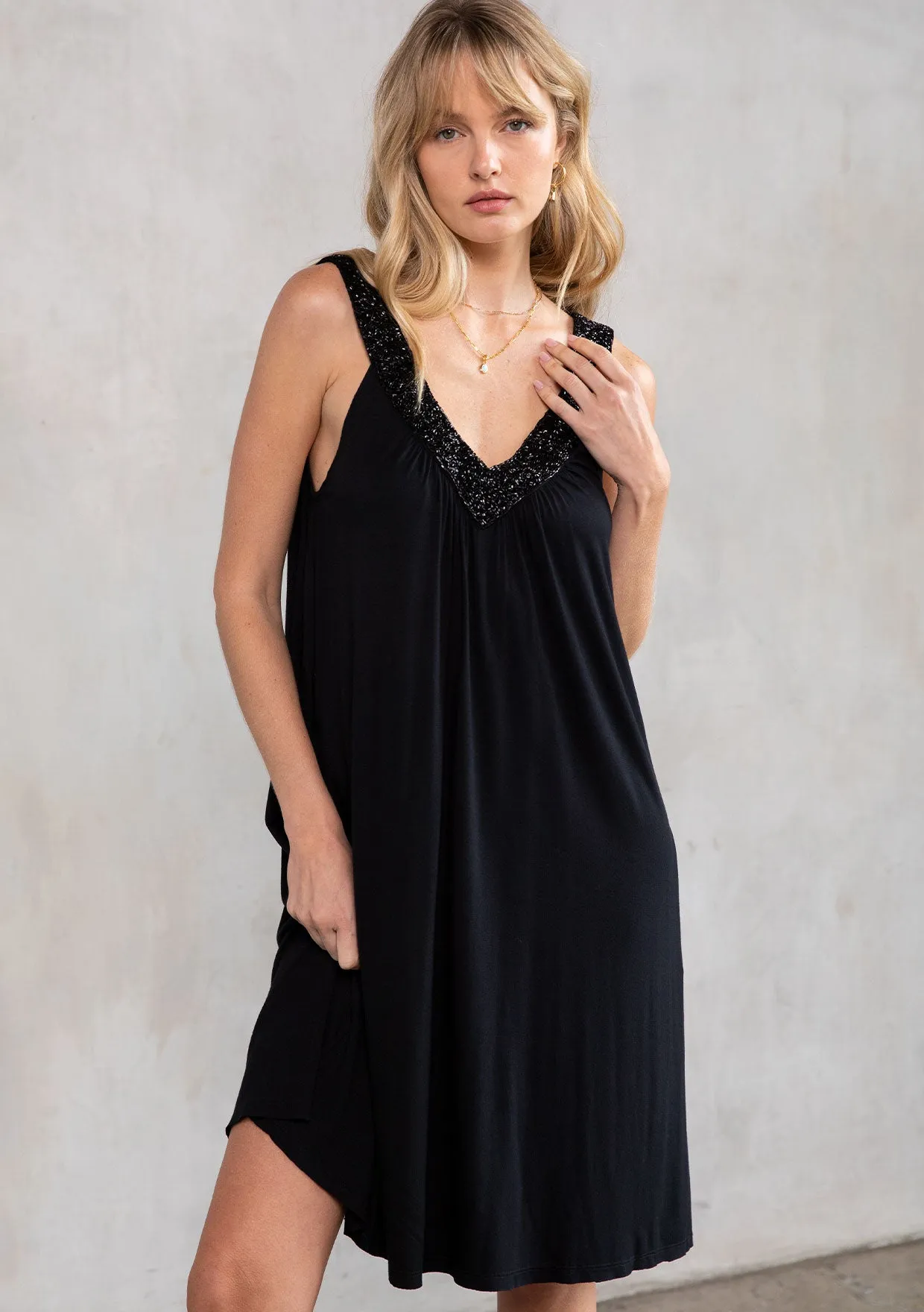 Holiday Sparkle Swing Sleeveless Mini Dress