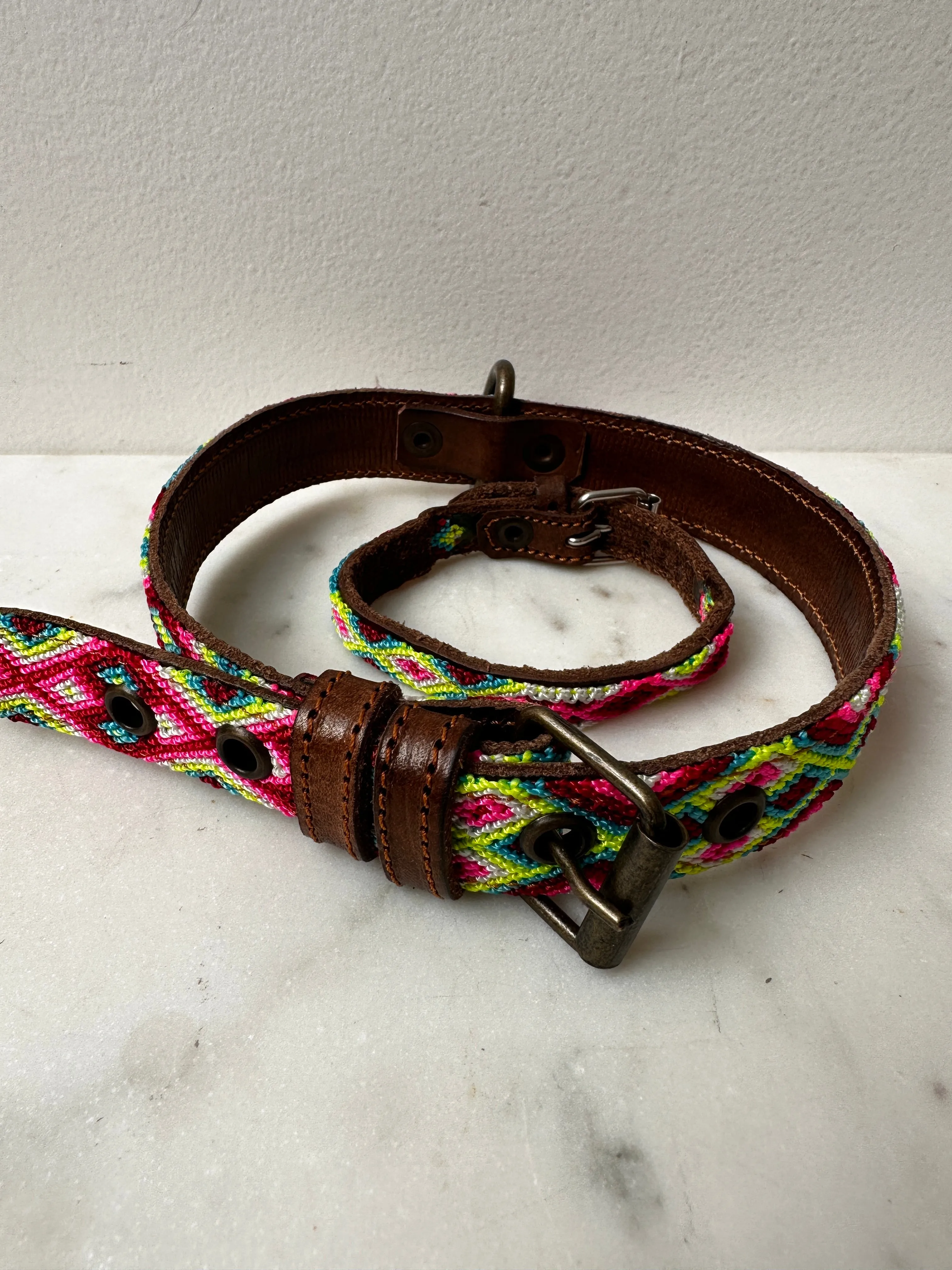 Huichol Fully Embroidered Dog Collar M6