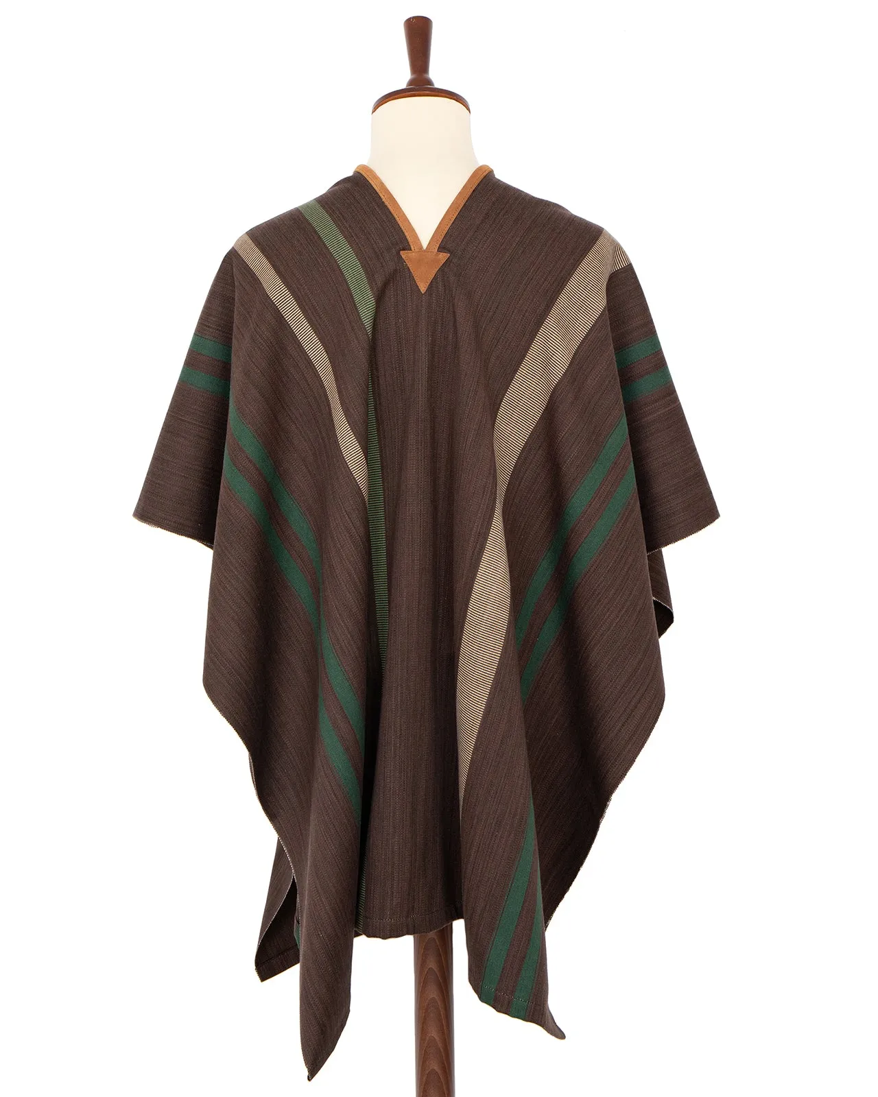 Indigofera Poncho, Cotton/Wool, Brown / Green