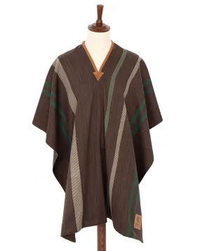 Indigofera Poncho, Cotton/Wool, Brown / Green