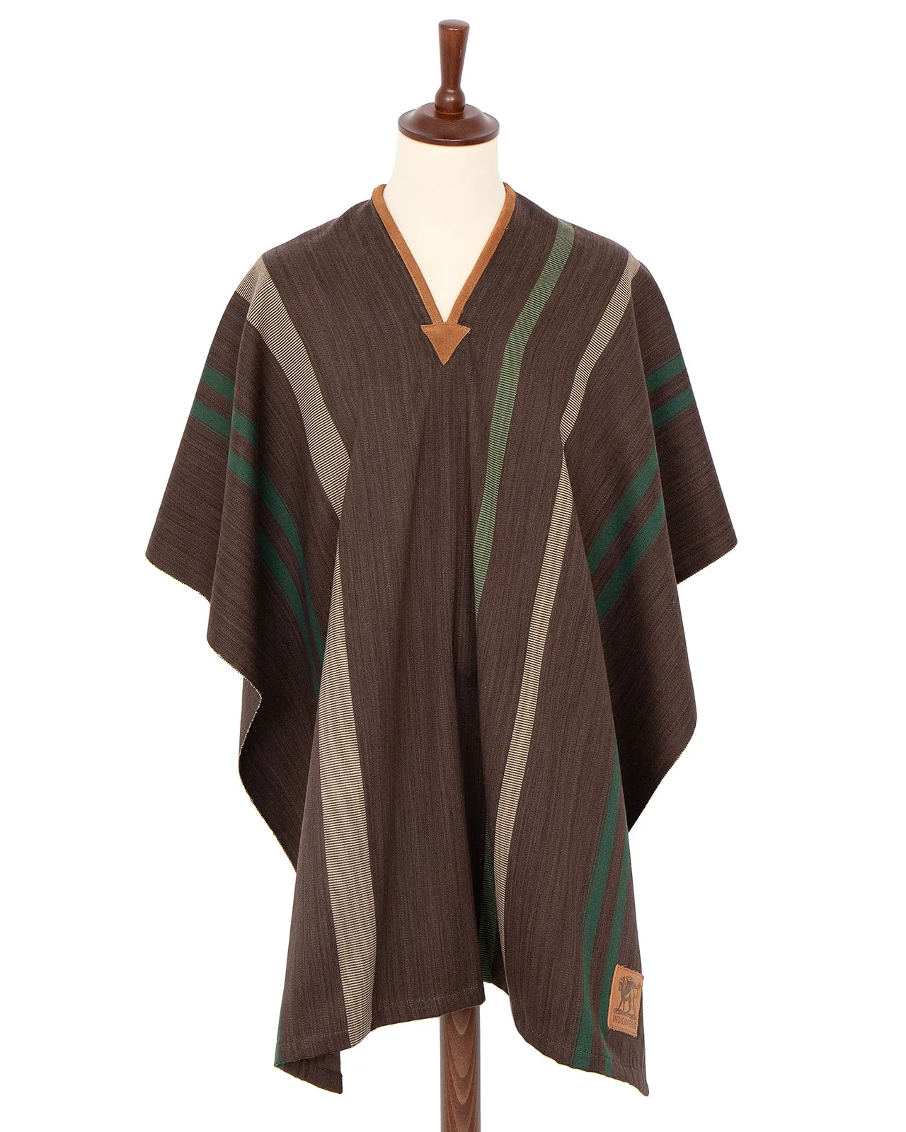 Indigofera Poncho, Cotton/Wool, Brown / Green