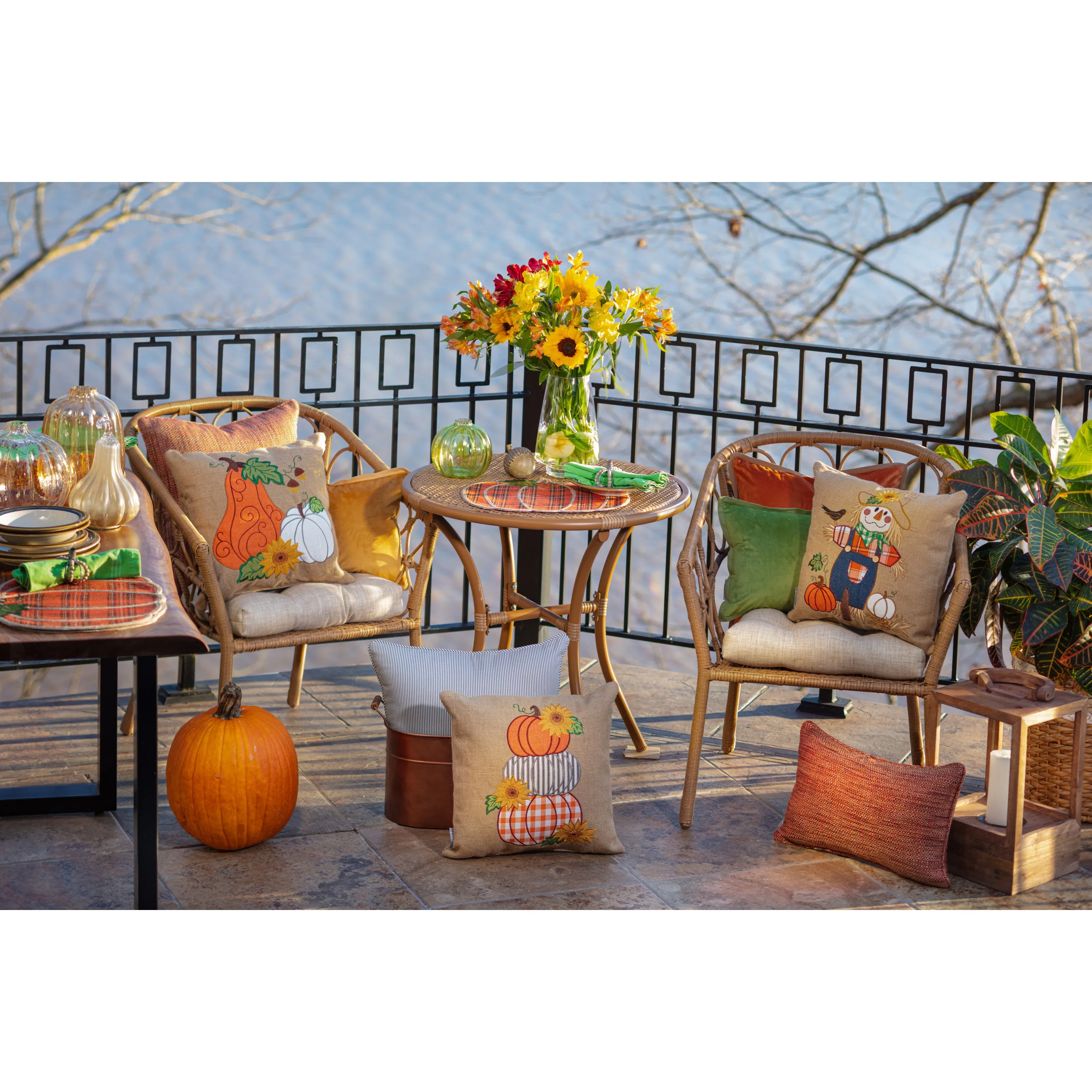 Indoor Harvest Scarecrow 16.5-inch Throw Pillow