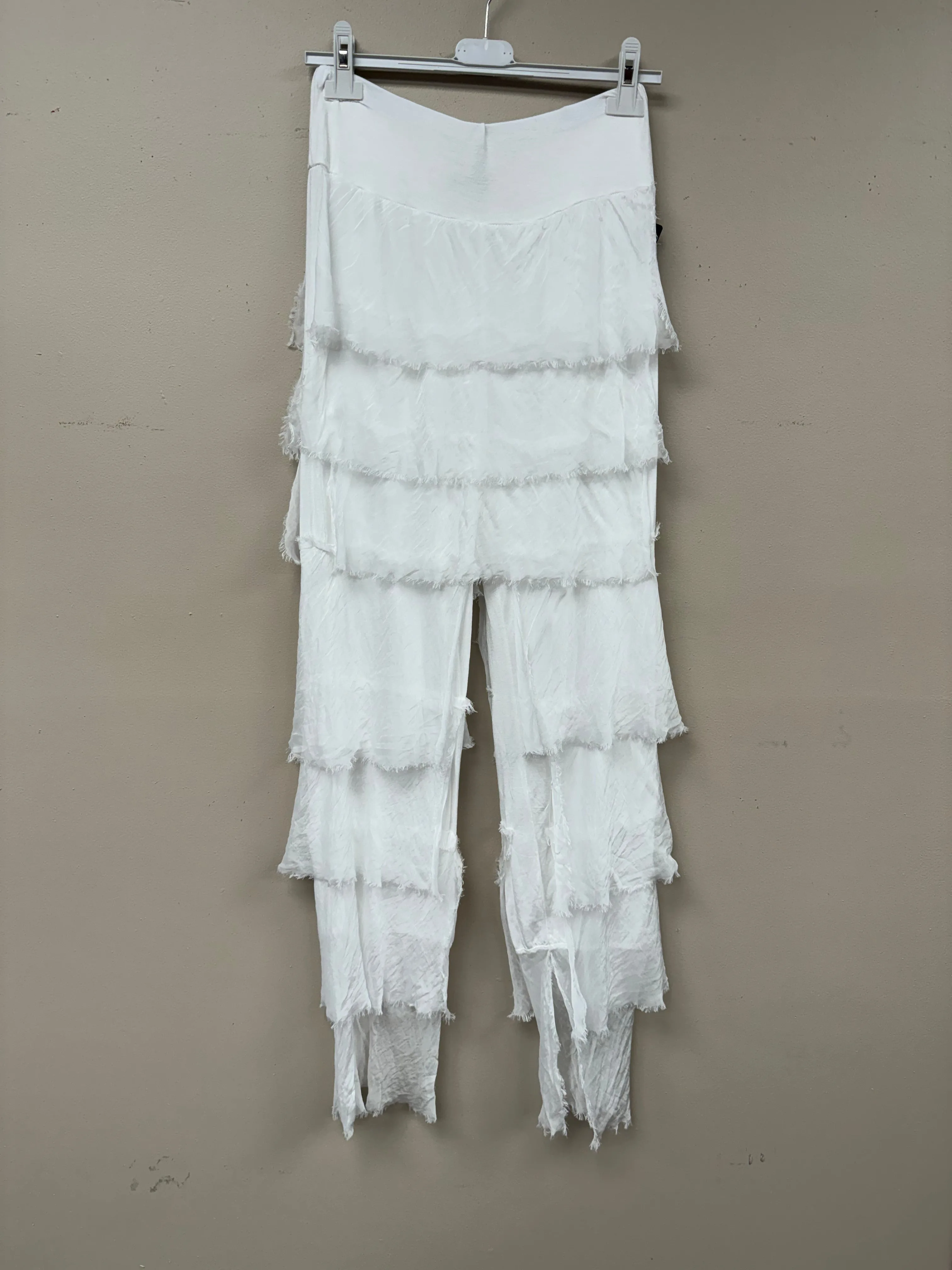 Italian layered ruffle silky pants