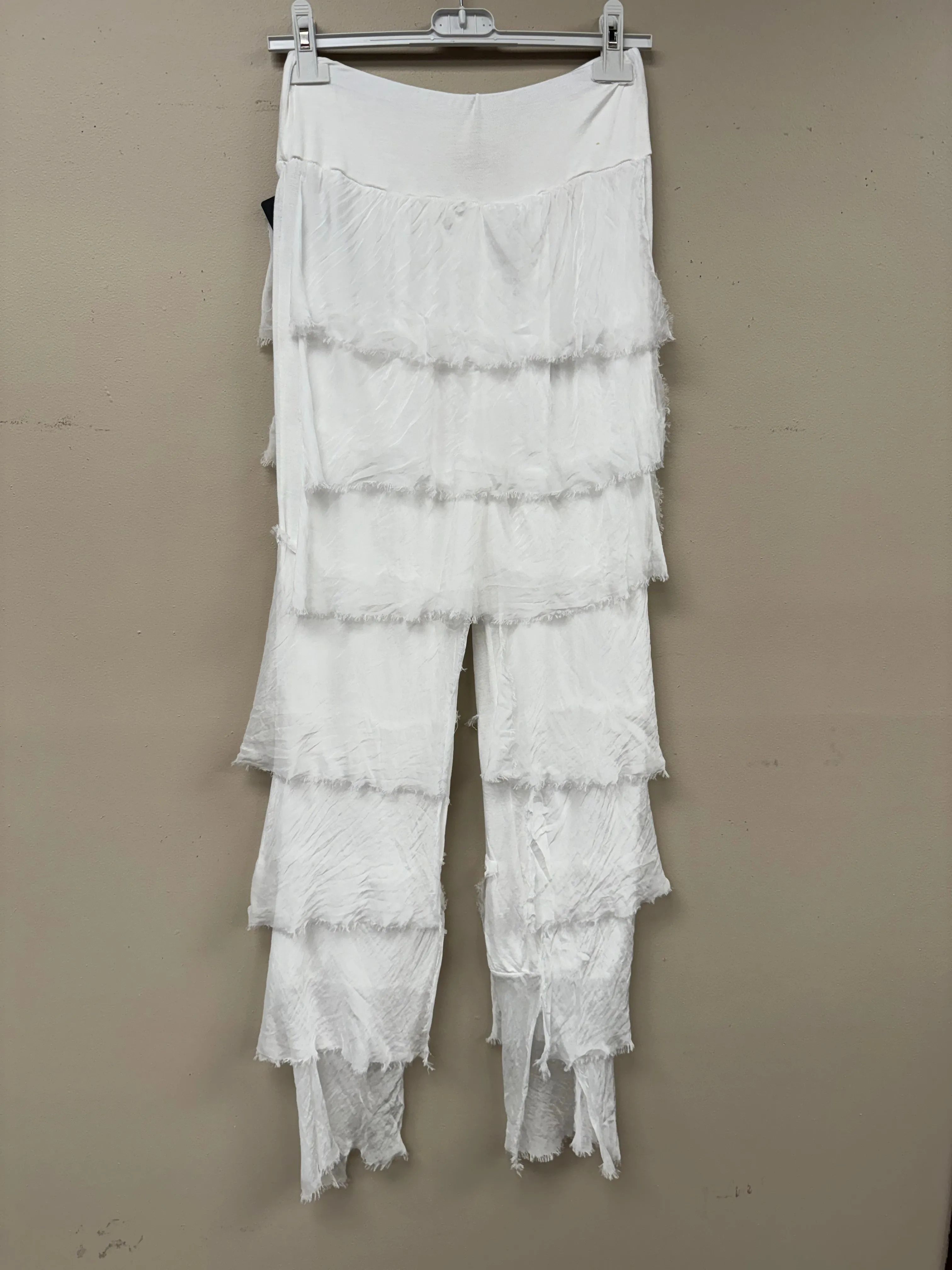 Italian layered ruffle silky pants