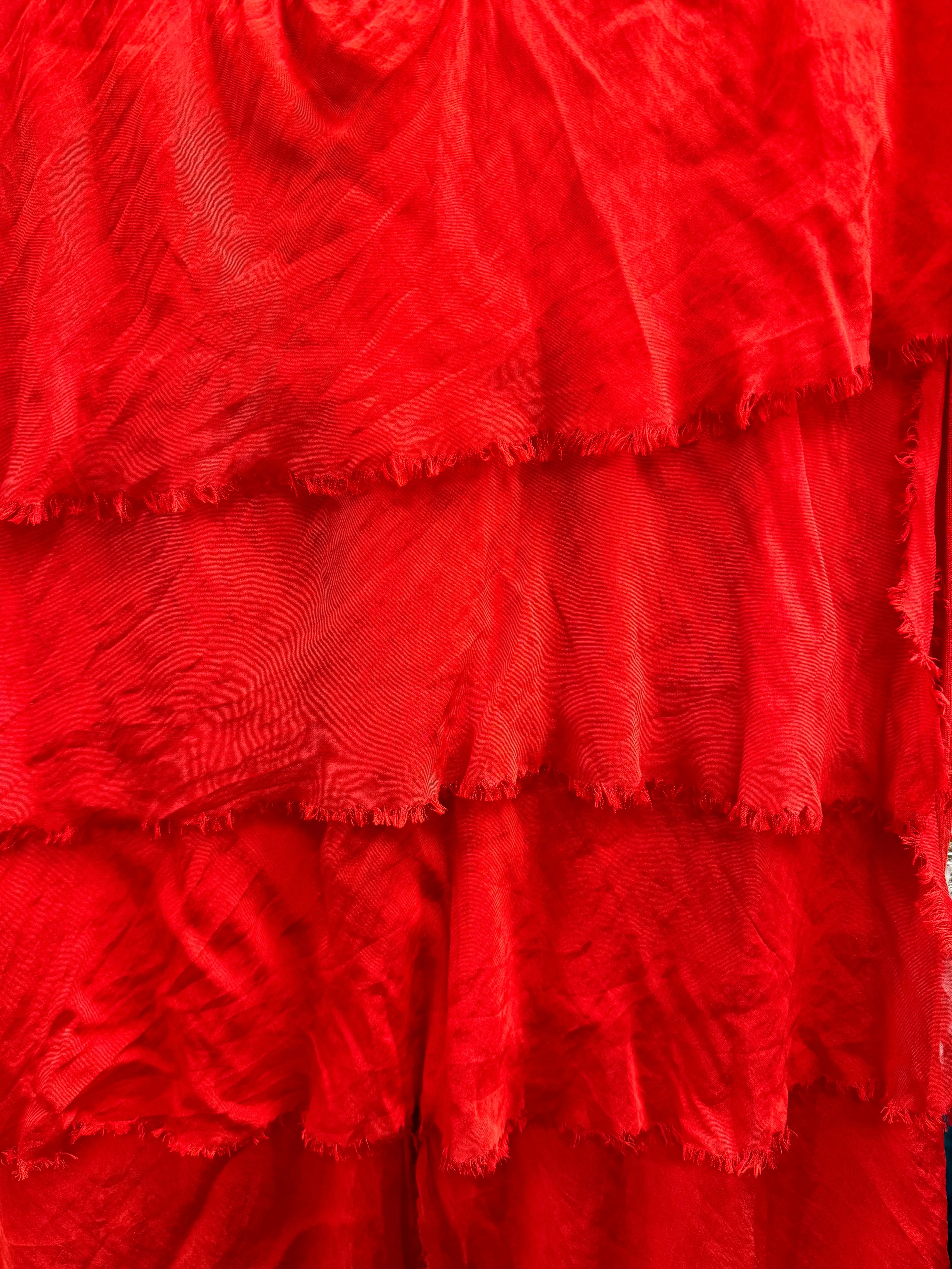 Italian layered ruffle silky pants