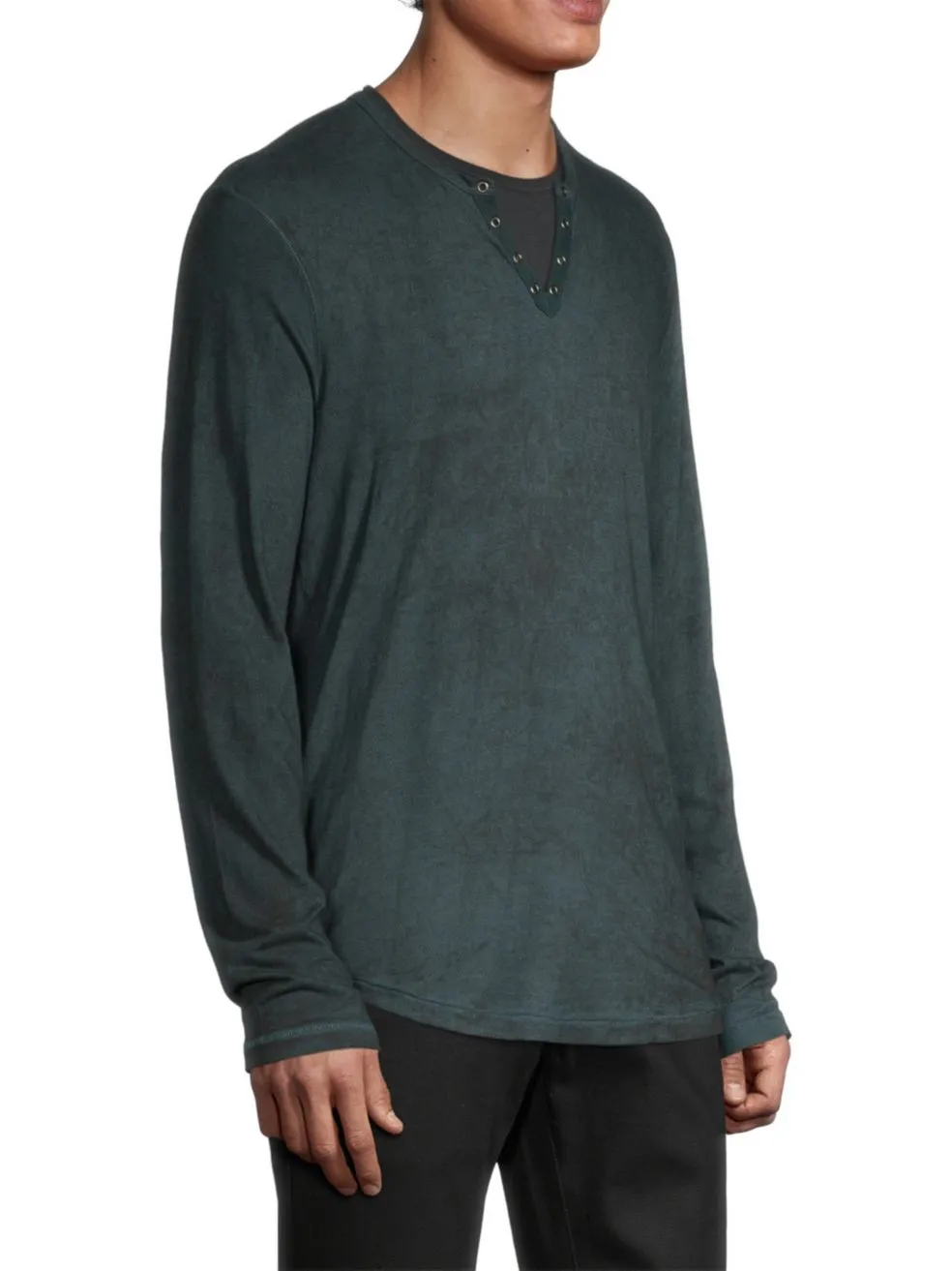 John Varvatos ASH Grommet Henley - Dark Moss