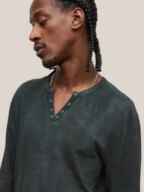 John Varvatos ASH Grommet Henley - Dark Moss